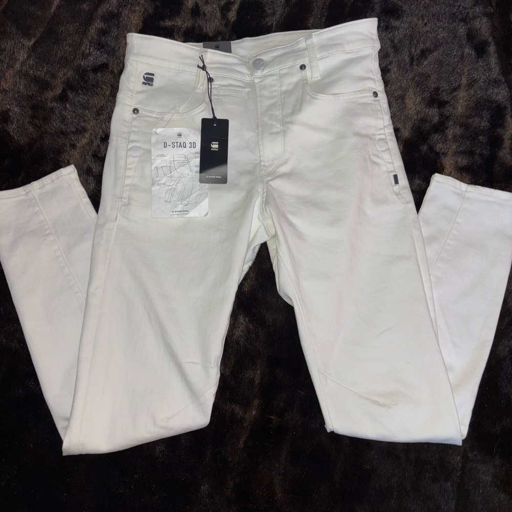 G-Star RAW D-STAQ 3D Slim White Jeans Size 30x30 NWT